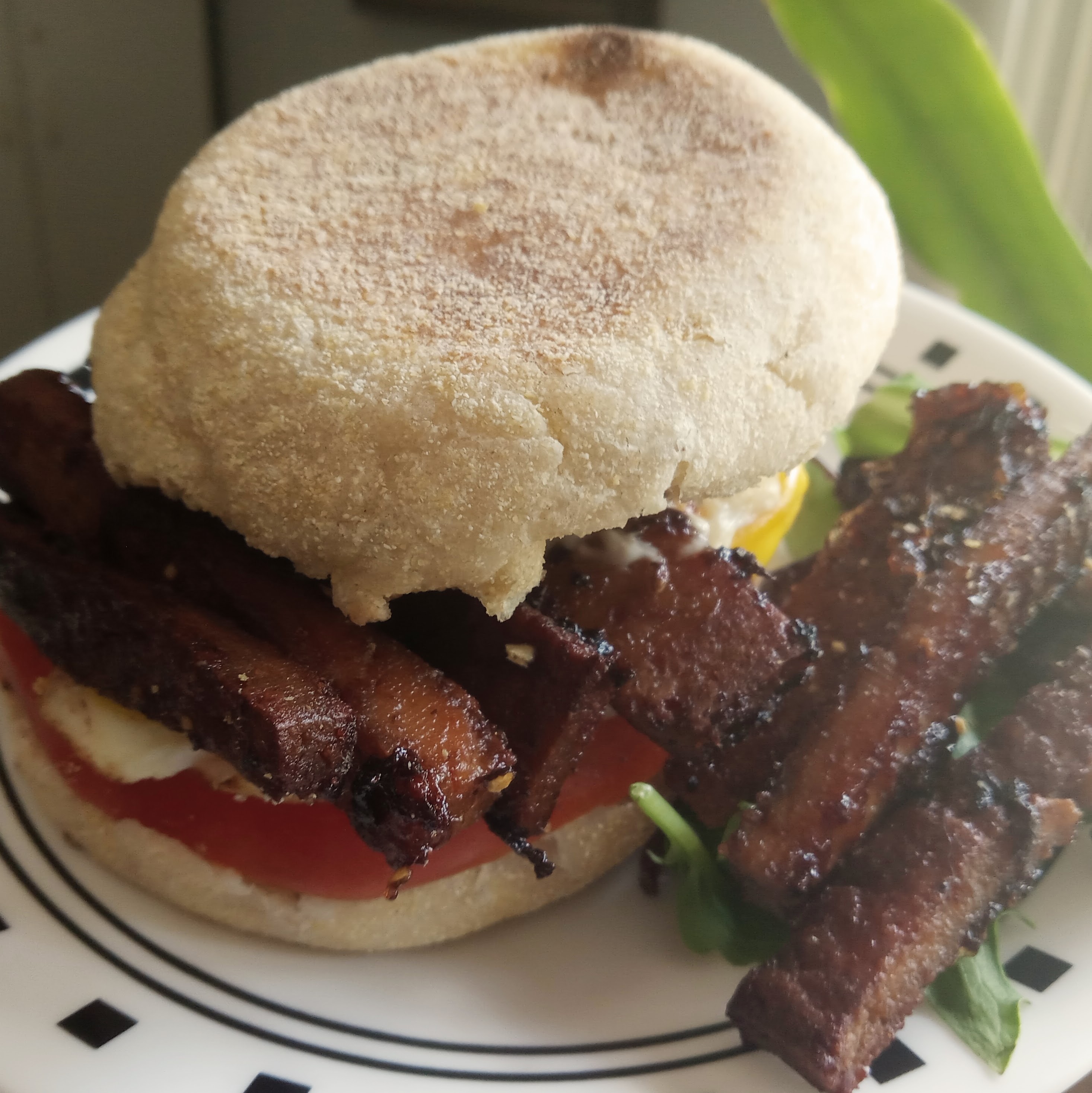 Strips of crispy tofu bacon.